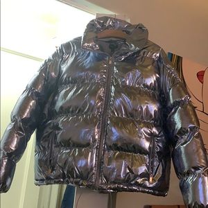 Blue metallic puffer